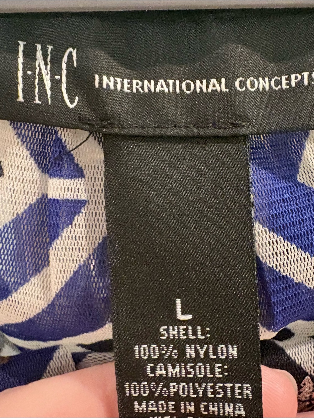 INC International Concepts Blue Geometric Sequin Peasant Blouse - Picture 2 of 9